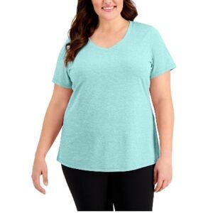 ID Ideology Women S Rapidry V Neck Performance T-Shirt Blue Size 1X aqua freeze